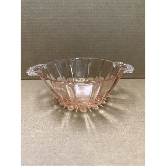 Anchor Hocking Old Cafe Pink Depression Glass Bowl With Open Handles 5.5 Elegant - Picture 1 of 5